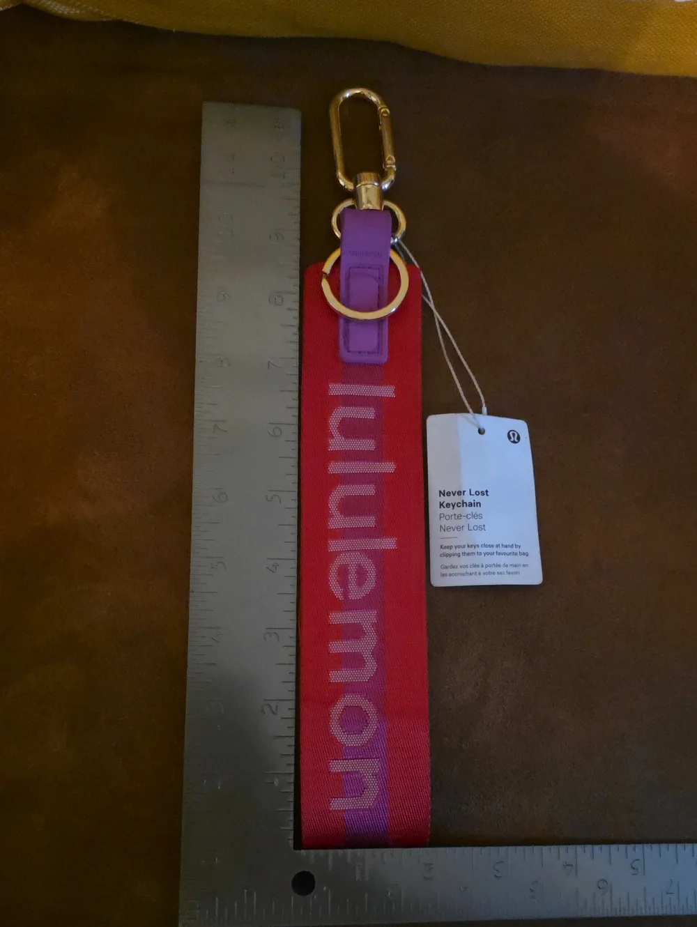 lululemon athletica Red& Pink Never Lost Keychain Strap with Gold Hardware